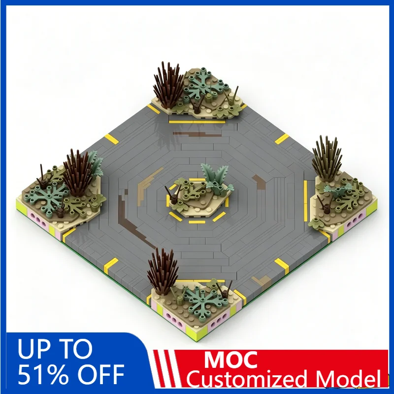 

581Pcs Mils Wasteland Road Intersection 16 Studs Wide Fallout V2 Building Blocks Educational Assembly Toy Scene Collection Gift