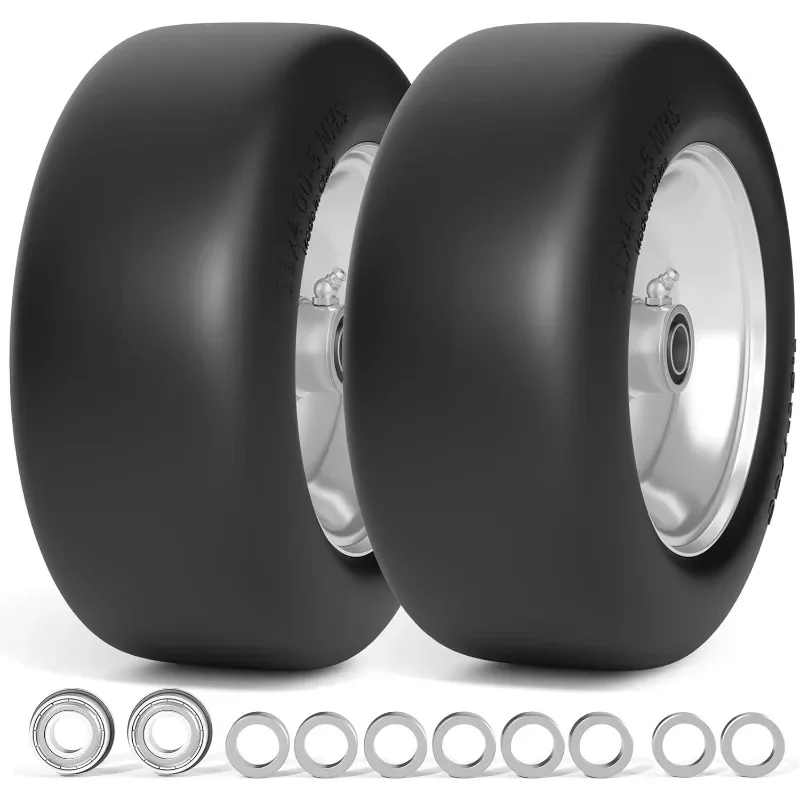 

home.11x4.00-5 Flat Free Lawn Mower Tires, Zero Turn Mowers Solid Smooth Lawn Mower Front Tires, With 5/8" or 3/4" and 1/2"