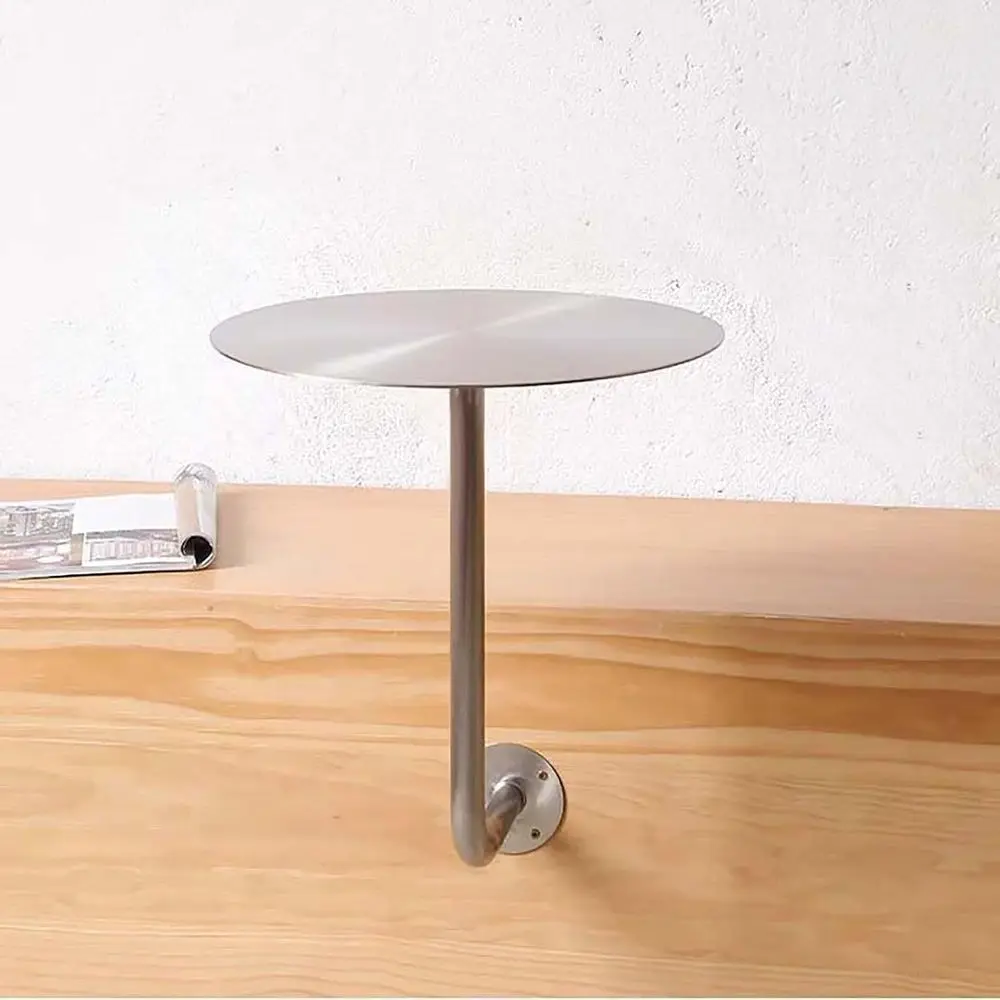 

Small ern Pub Bar Desk Round Wall-Mounted StainlSteel Side Table or Cae Cocktail Commercial Dining Room Dert Indoor Outdoor UseS