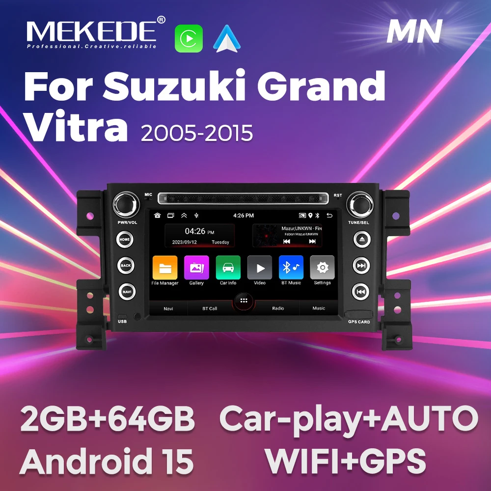 

MEKEDE Android 15 For Suzuki crand Vitra 2005-2015 Intelligent machine system Wireless car-play Android auto Car GPS Navigation
