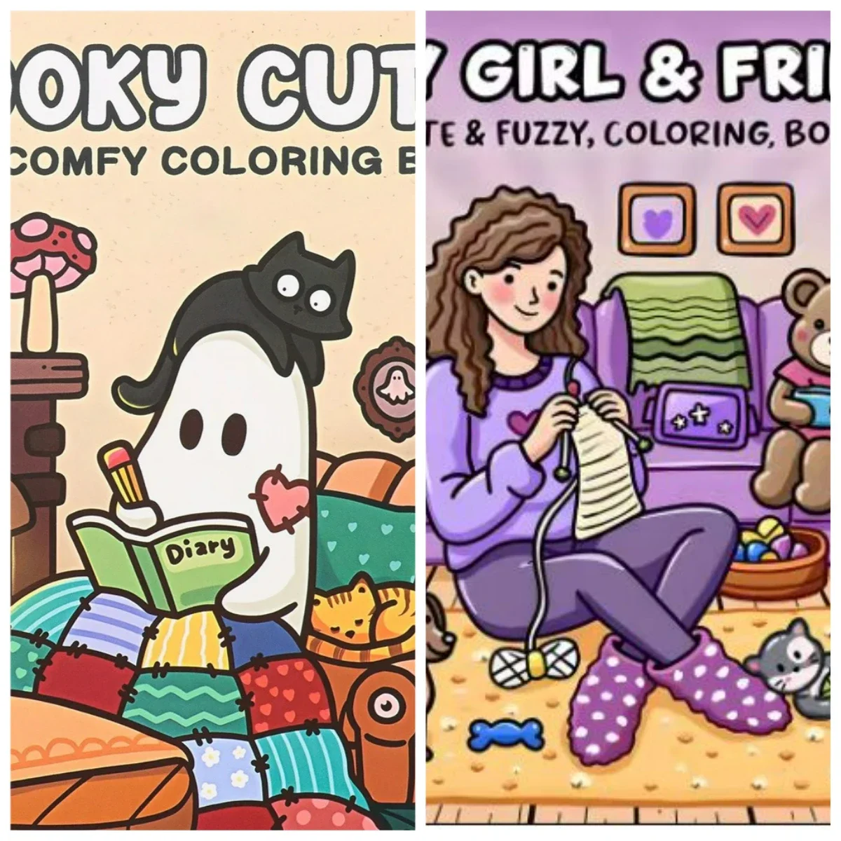 

Книжка-раскраска с милыми животными, книжка-раскраска COZY FRIENDS для взрослых и подростков, с милыми существами в качестве подарков