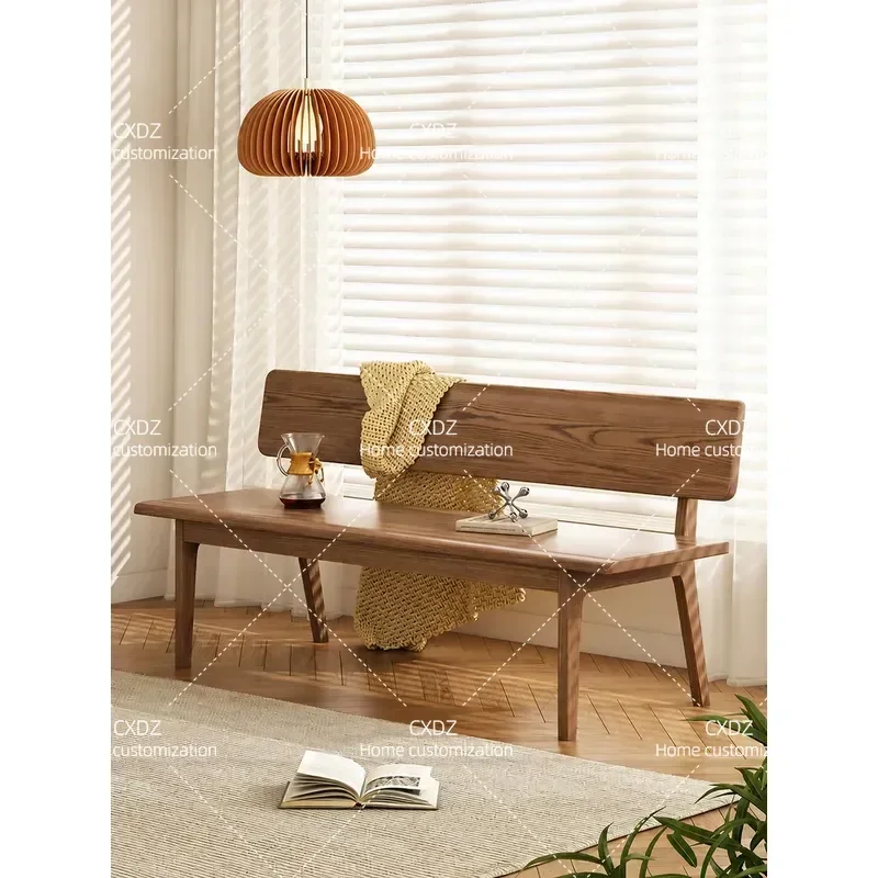 Nordic Solid Wood Bench Sofa Dining Chair Ash Wood Log Bench for Master Bedroom Bedside Small Sofa Living Room Furniture
