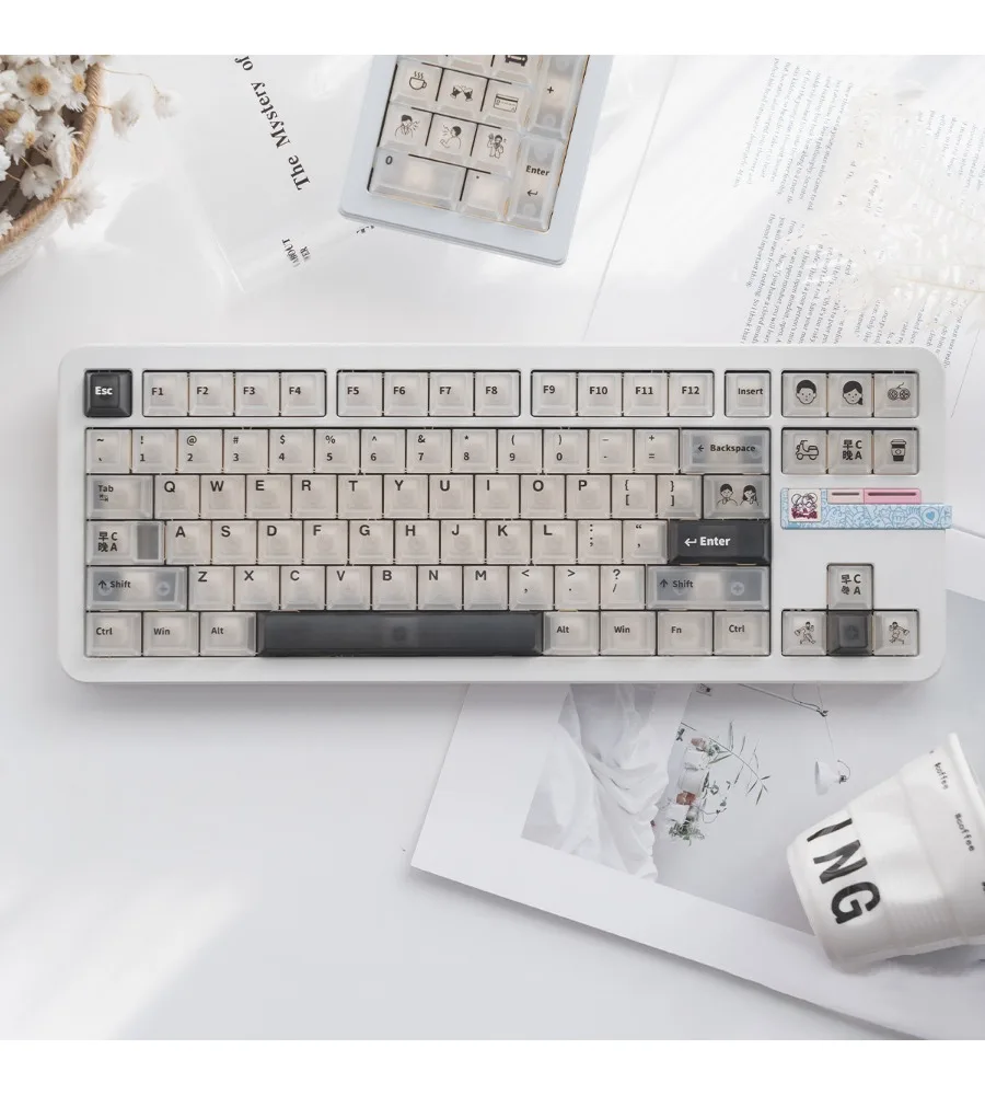 Wooting morning C night A white/black five-sided fog transparent keycap PC pad printing full set of original magnetic axis