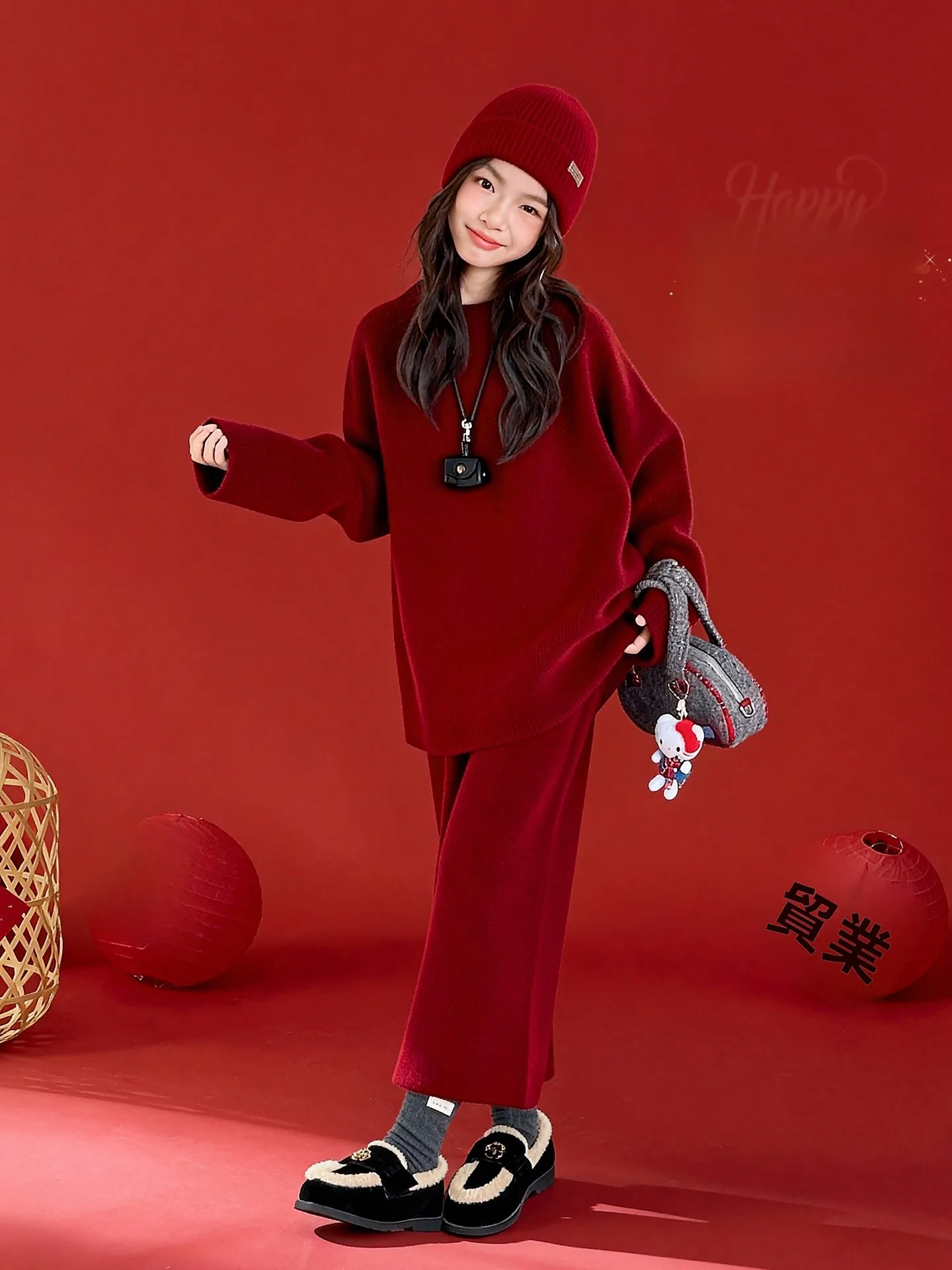celebration-children's-winter-outfit-red-sweater-and-pants-set-for-girls-luy-year-clothing-lazy-sle-kids-festive-new-year