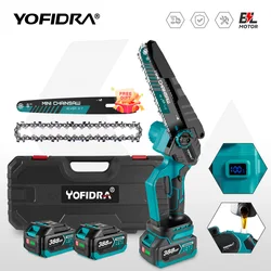 YOFIDRA-Sierra eléctrica sin escobillas de 8 pulgadas, motosierra inalámbrica, herramienta eléctrica recargable para carpintería, batería Makita de 18V