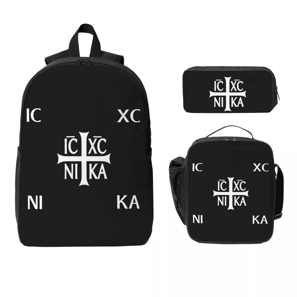 

IC XC NIKA Cross Christian Православный Иисус Крис Рюкзак Студенческий Мальчик Девушка Книжная Сумка Школьная Сумка 3ps Изолированная Сумка Для Обеда Пенал