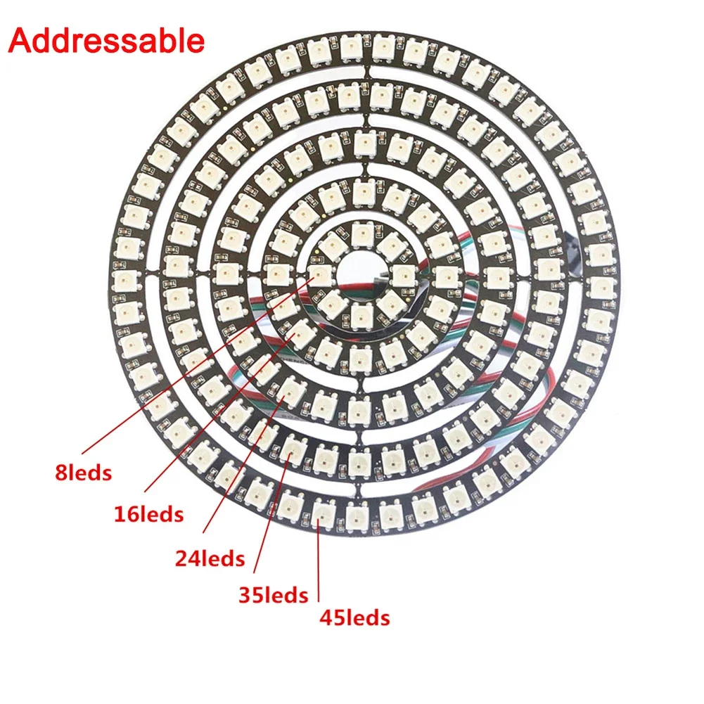 8/16/24/35/45/128 بت WS2812B 5050 بكسل LED دائرة حلقة عنونة RGB LED وحدة تيار مستمر 5 فولت لاردوينو التوت بي #4