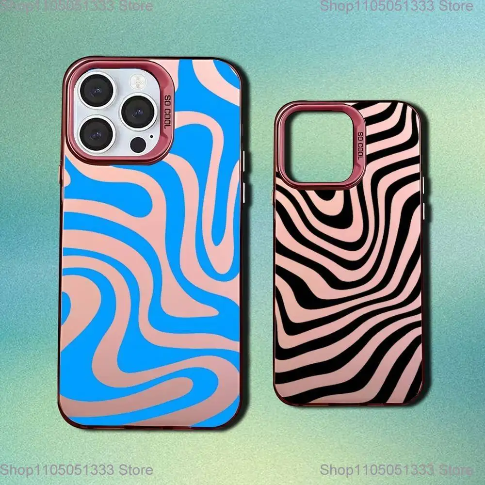 

High-End Lrregular Stripes Phone Case For iPhone 16,15,14,13,12,11,Mini,Pro,E,SE4,XS,MAX Pink Candy Matte Cover