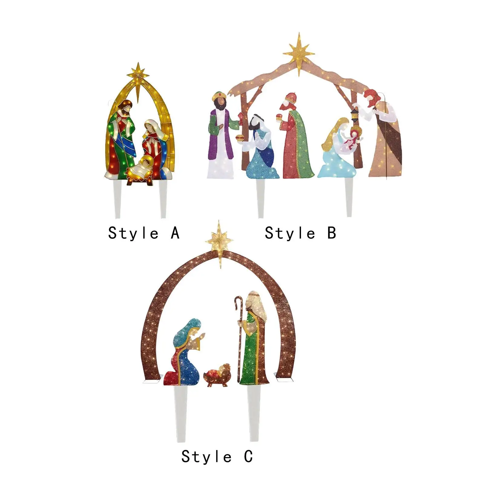 Nativity Scene Christmas Decoration with Light for Backyard Themed Party