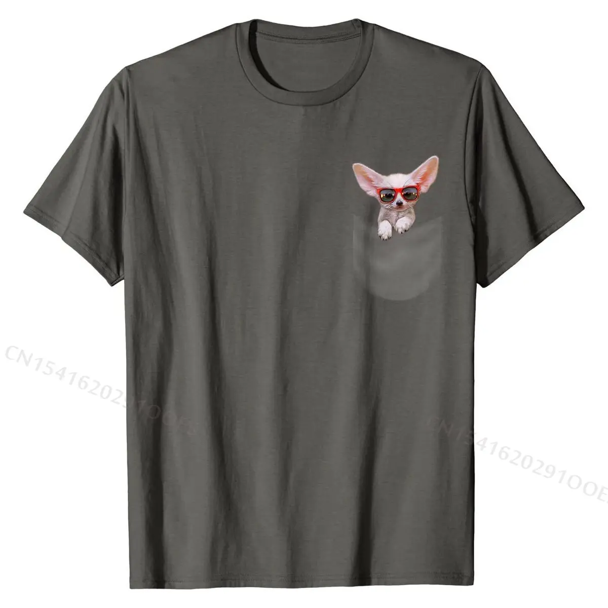 Pocket Fennec Fox Puppy in Red Retro Sunglass T-Shirt T Shirt Tops Shirts Company Cotton Camisa Printed On Young