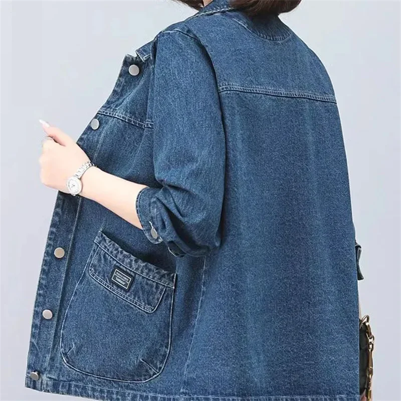 Women Denim Coat 2025 New Cowboy Jacket Women's Jackets Fashion Long sleeves Female Casual Plus Size Denim Coats