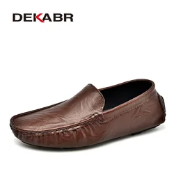 DEKABR Men High Quality Leather Loafers Men Casual Shoes Moccasins Slip On Flats Fashion Men Shoes Male Driving Shoes Size 38-47