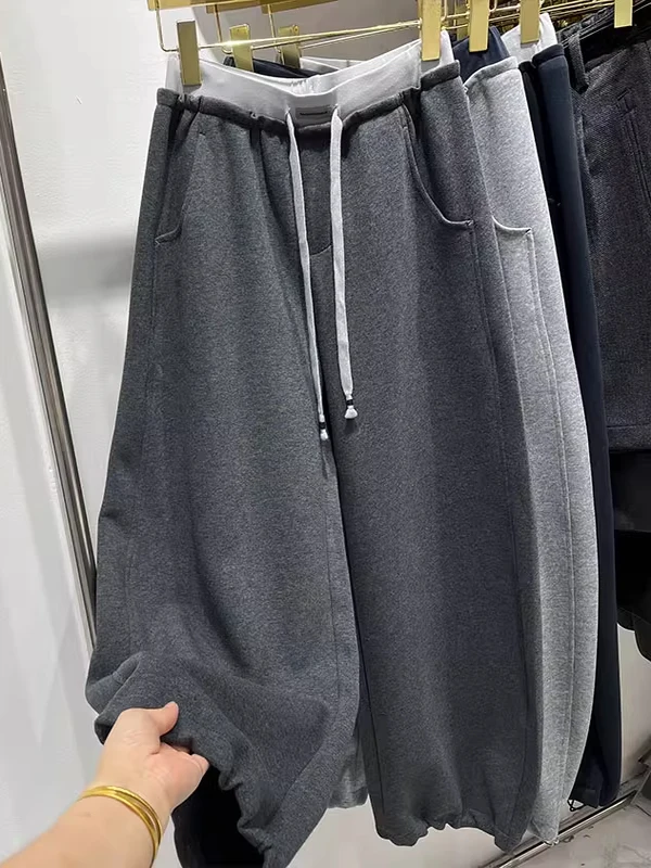 

Спортивные повседневные брюки унисекс больших размеров (до 300 фунтов), с широкими и прямыми штанинами, с высокой талией, модные, осенние, удобные, свободного кроя