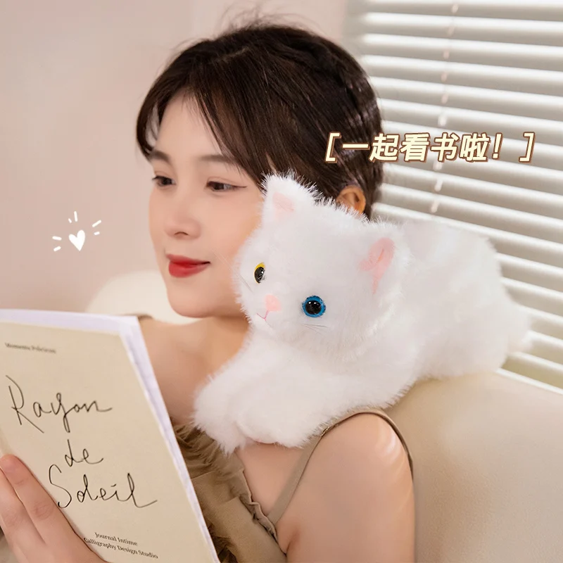 40/53 cm liegende Plüschkatze wie echte Puppe, gefüllt, gestreift, braun, grau, orange, weiß, schwarz, Kätzchen, Plüschtier, Geschenk für Freunde