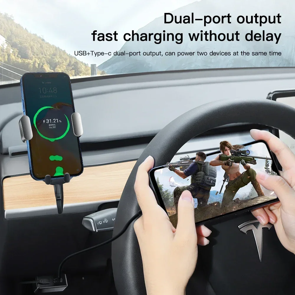 قسط سيارة obd محور شاحن ل تسلا نموذج 3/Y/X/S USB & Type-C المزدوج obd2 الفاصل شاحن محولات مزدوجة اكسسوارات السيارات والهاتف #5