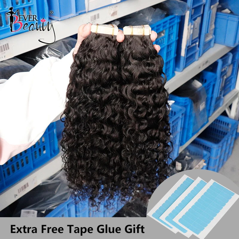 Deep Curly Tape In Human Hair Extensions For Black Women Loose Curly Tape Ins Brazilian Bulk Virgin Microlink Hair Ever Beauty