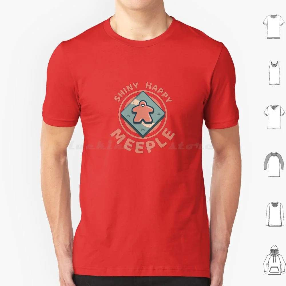 Shiny Happy Meeple Boardgames T Shirt 6xl Cotton Cool Tee Shiny Happy Meeple Upbeat Fun Funny Happy Positive Uplifting