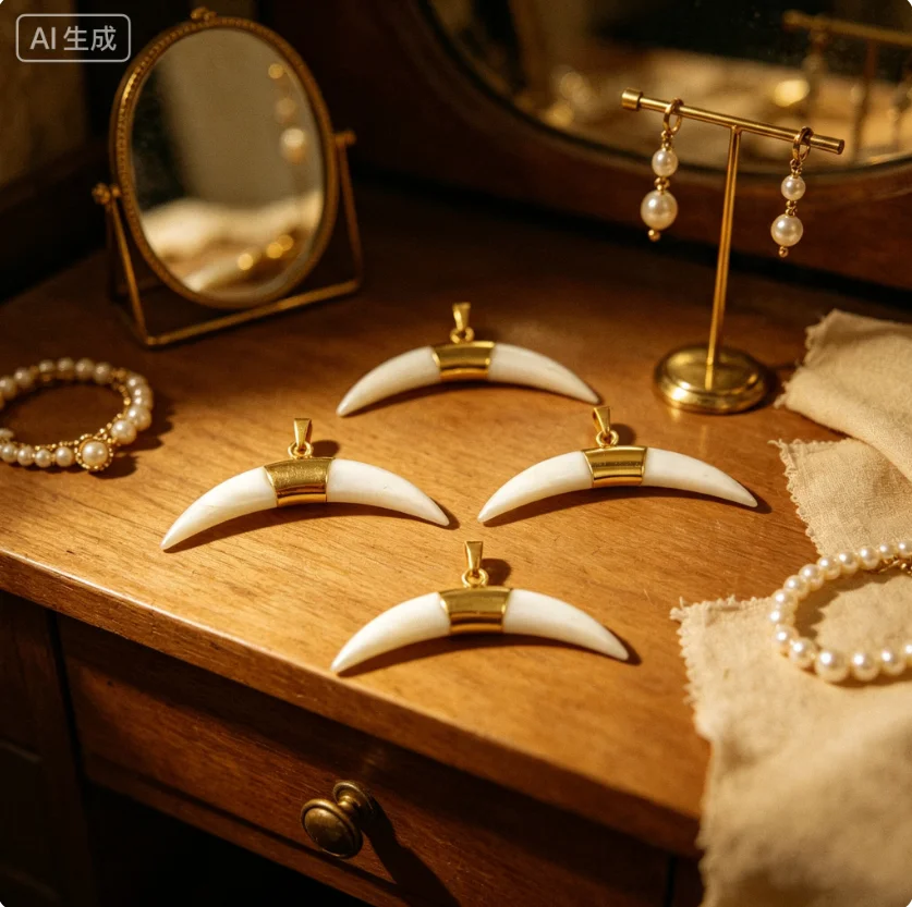 WT-P1236 WKT Wholesale New Arrival Generous Natural Shell Jewelry Moon Shape Charming Necklace Pendant
