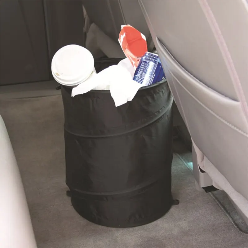 Car Trash Can Portable Durable Foldable Hanging Car Storage Bucket Chair Back Oxford Cloth Storage Bag Trash Can 1pc