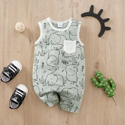 Newborn Sleeveless Jumpsuit Made Of Pure Cotton Comfortable Clothing Cartoon Like Cute Crawling Clothes Baby Summer Clothes