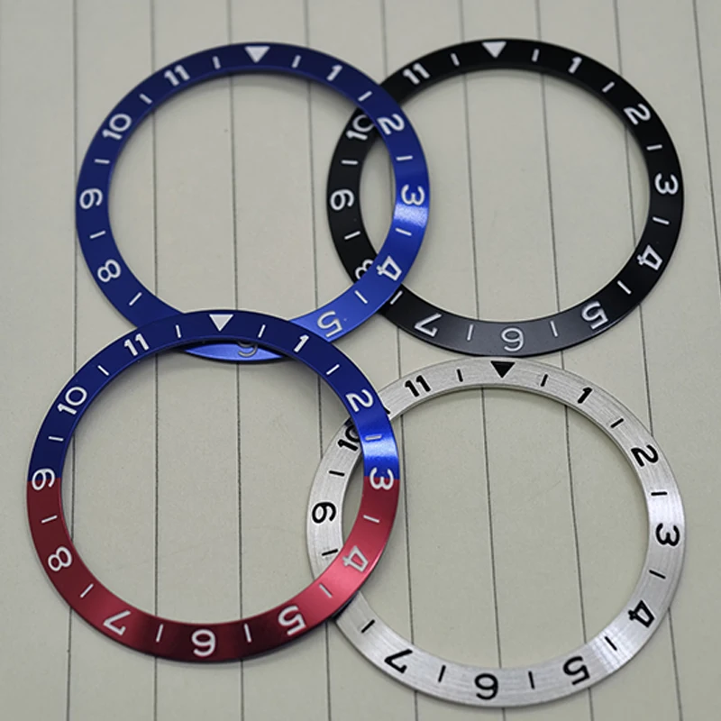 

38mmx30.6mm Curved Aluminum Bezel Insert Ring Fit for GMT SUB SKX007 SKX009 SRPD Watch Case NH35 NH36 Movement Watch Refit Part