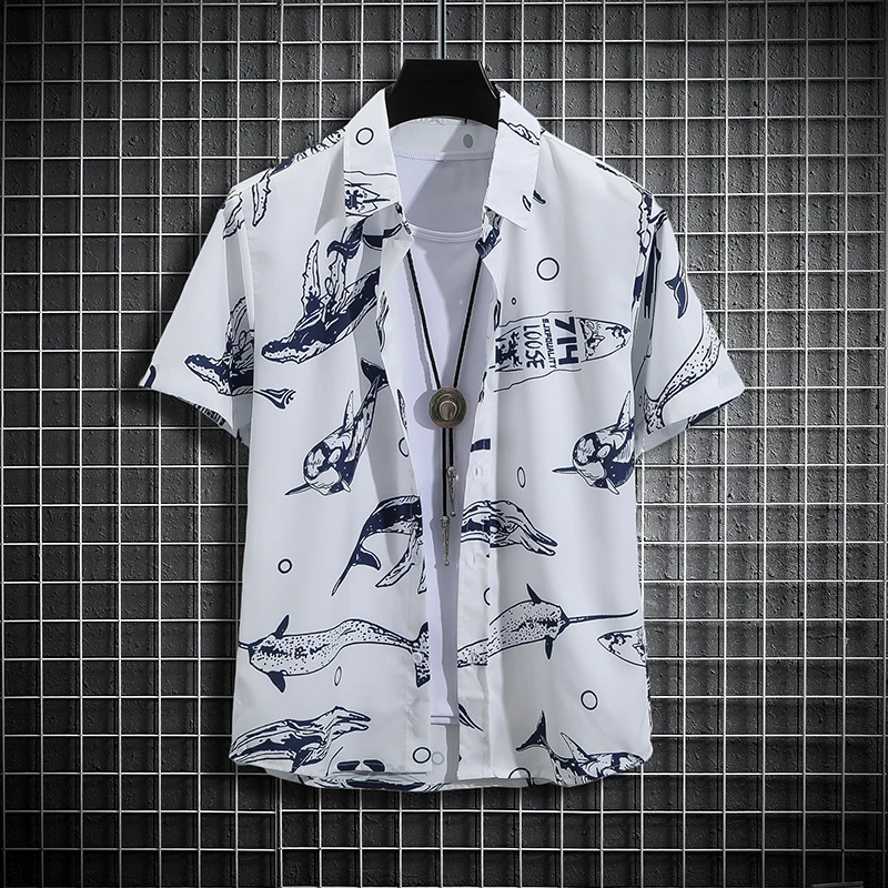 

Men's Summer Hawaiian Vintage Short Sleeve Flower Pattern Printed Shirt Oversized Luxury Elegant Unisex Lapel Casual Top Fashion