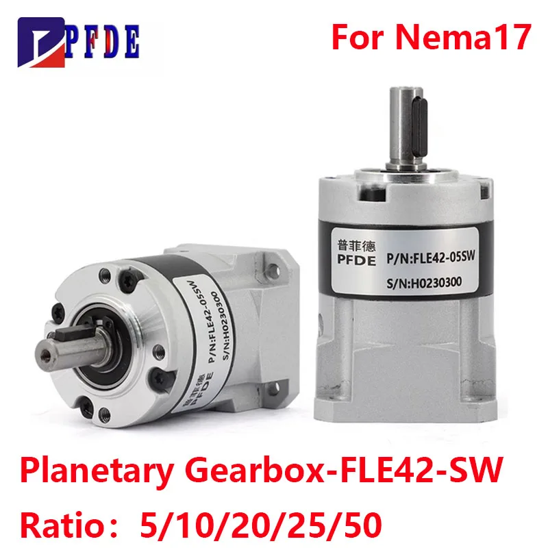 FLE42-SW Planetary Reducer Is Used For NEMA17 Stepper Motor Input Hole 5mm, Output Shaft 8mm With Keyway 3mm Gearbox