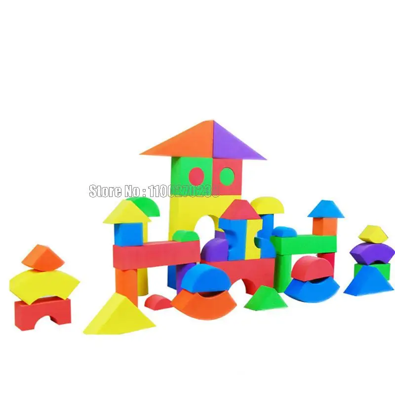 8004 50pcs Eva Soft Kids Sponge Foam Educational Kids Building Blocks Toy Gift