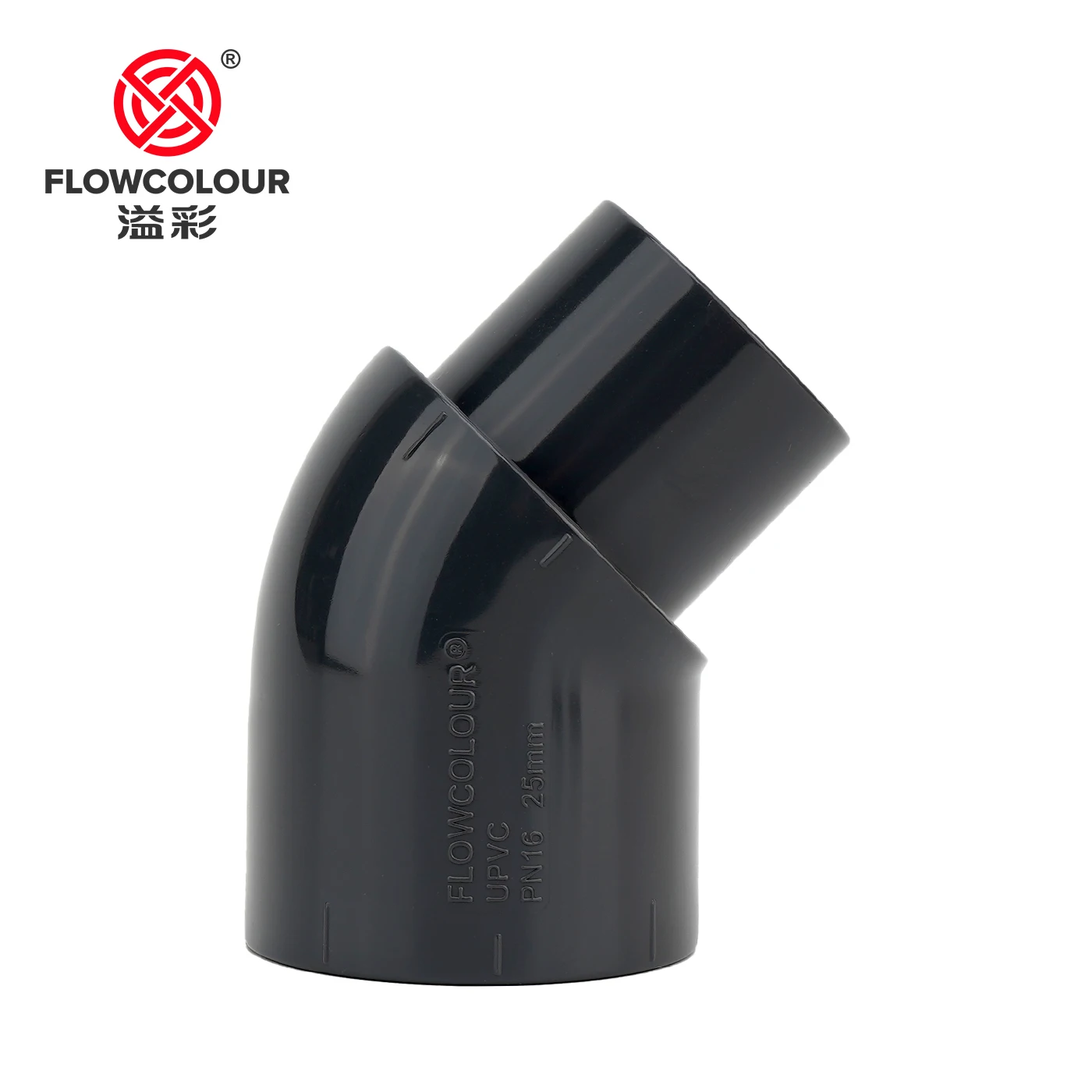 Flowcolour 20-32mm Grey/White UPVC Single Spigot 45 Degree Elbow, Industrial PVC Connector, Pipe Fitting, Accessory