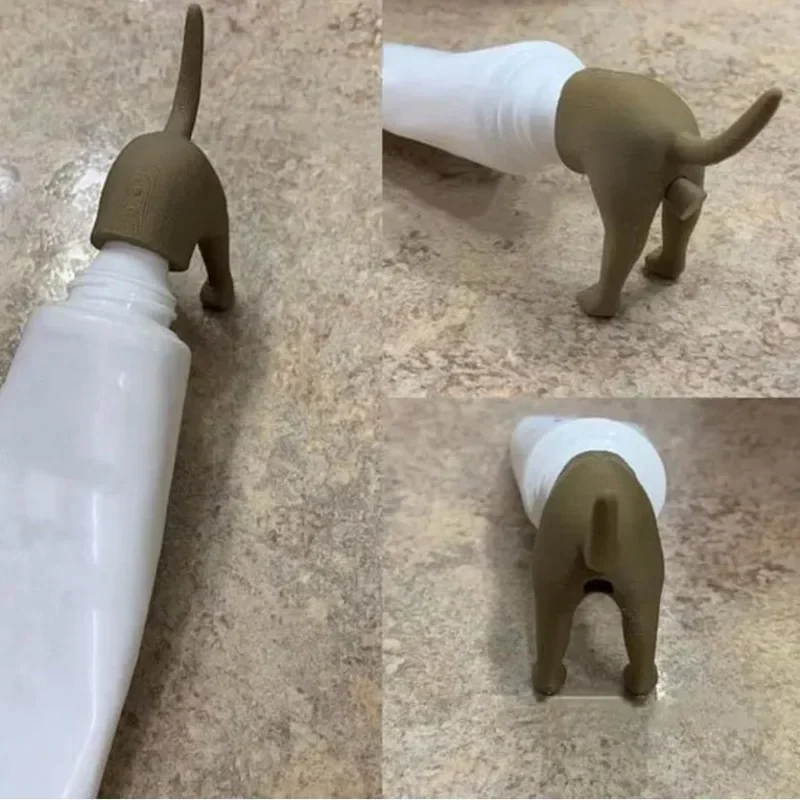 Pooping Dog Butt Toothpaste Topper Creative Pooping Toothpaste Squeezer Funny Novelty Home Bathroom Accessories