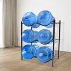 6 Bottles 5 Gallon 3 Tiers Water Jug Holder Water Bottle Storage Rack Black