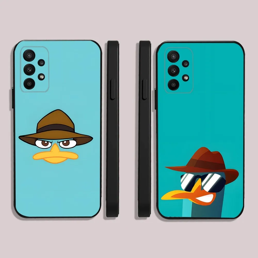 Cartoon Perry The Platypus  Phone Case For Samsung S24,23,22,30,21,10,9,Ultra,Plus,Lite,FE,5G Black Soft Case