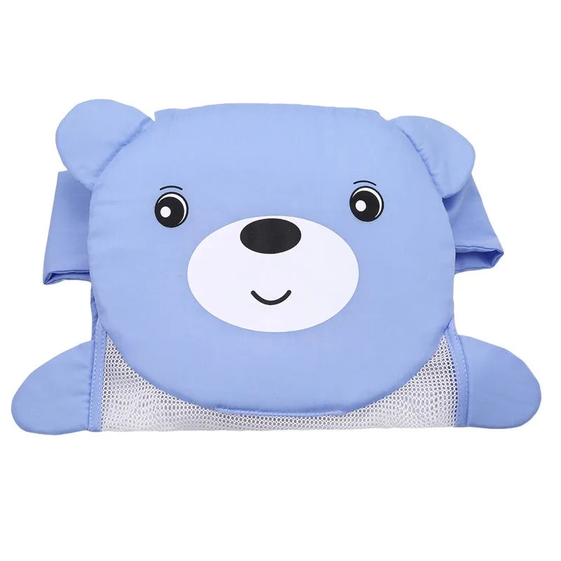 1 Piece Blue Bear T-shaped Baby Bathtub Net Pocket Adjustable Net Bed Baby Bathing Three Snap Design Cute Secure