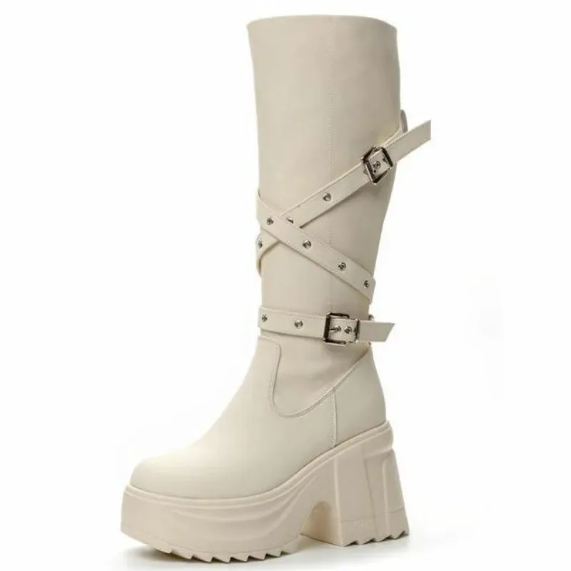 

Женские сапоги до колена из микрофибры, пикантные высокие сапоги на высоком каблуке, женская обувь на молнии с пряжкой на ремне, модная обувь