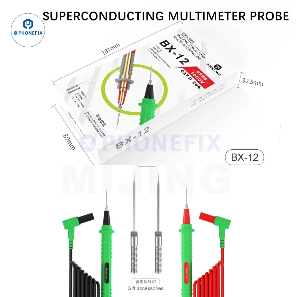 

2000V 20A Durable Silicone Test Lead High-precision Electronics Measurement Multimeter Gold-plated Probe Test Pin Wire Pen Tools