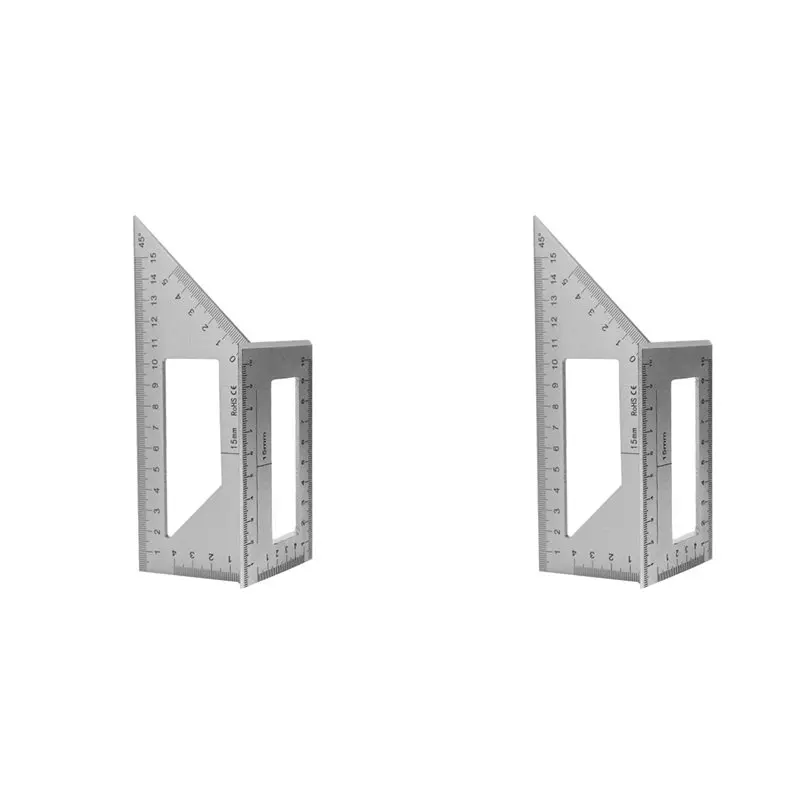 【CUSTOMER FAVORITE】2X Multifunctional Square 45+90 Degree Gauge Angle Ruler T-Shaped Measuring Woodworking Ruler Tool
