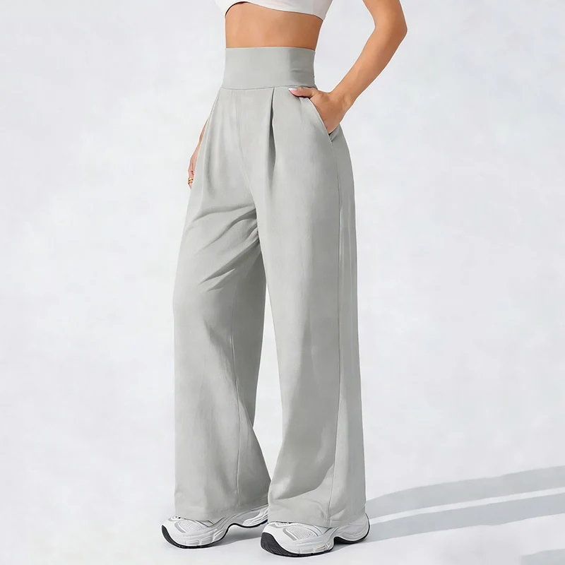 High-Waist Straight Leg Yoga-Hose für Damen – Frühling/Sommer Weite Beine Naked Feel Gym Leggings – Weiche Pilates Lauf- und Sporthose – Detail 7