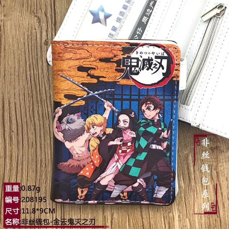 Anime Demon Slayer Kamado Tanjirou Leather Wallet Anti-Magnetic Credit Cards Holder with Organizer Coin Pocket Money Clips Purse