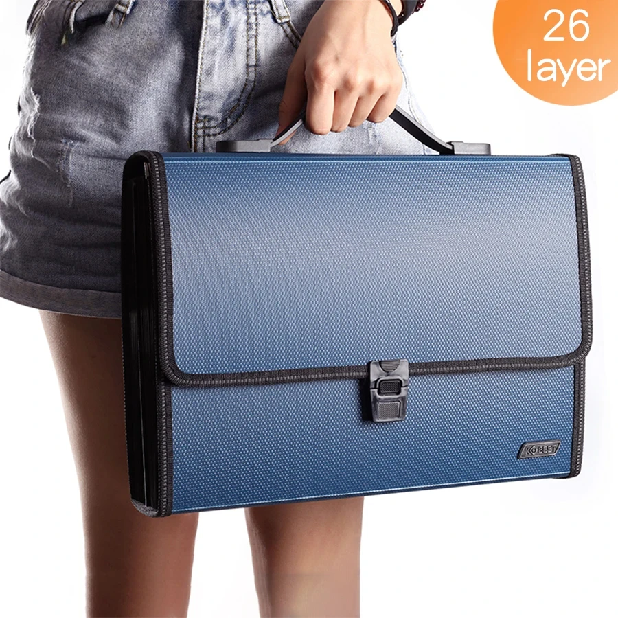 

26 Grid Thickening Expanding File Folder A4 Paper Holder Office Document Organizer Waterproof Case For Documents