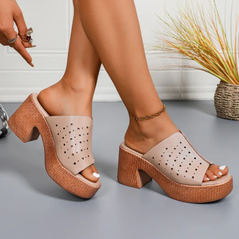 

Новое поступление 2021, женская обувь на высоком каблуке, летние сандалии на платформе с открытым носком, Sandalias Mujer, модные легкие босоножки на каблуке