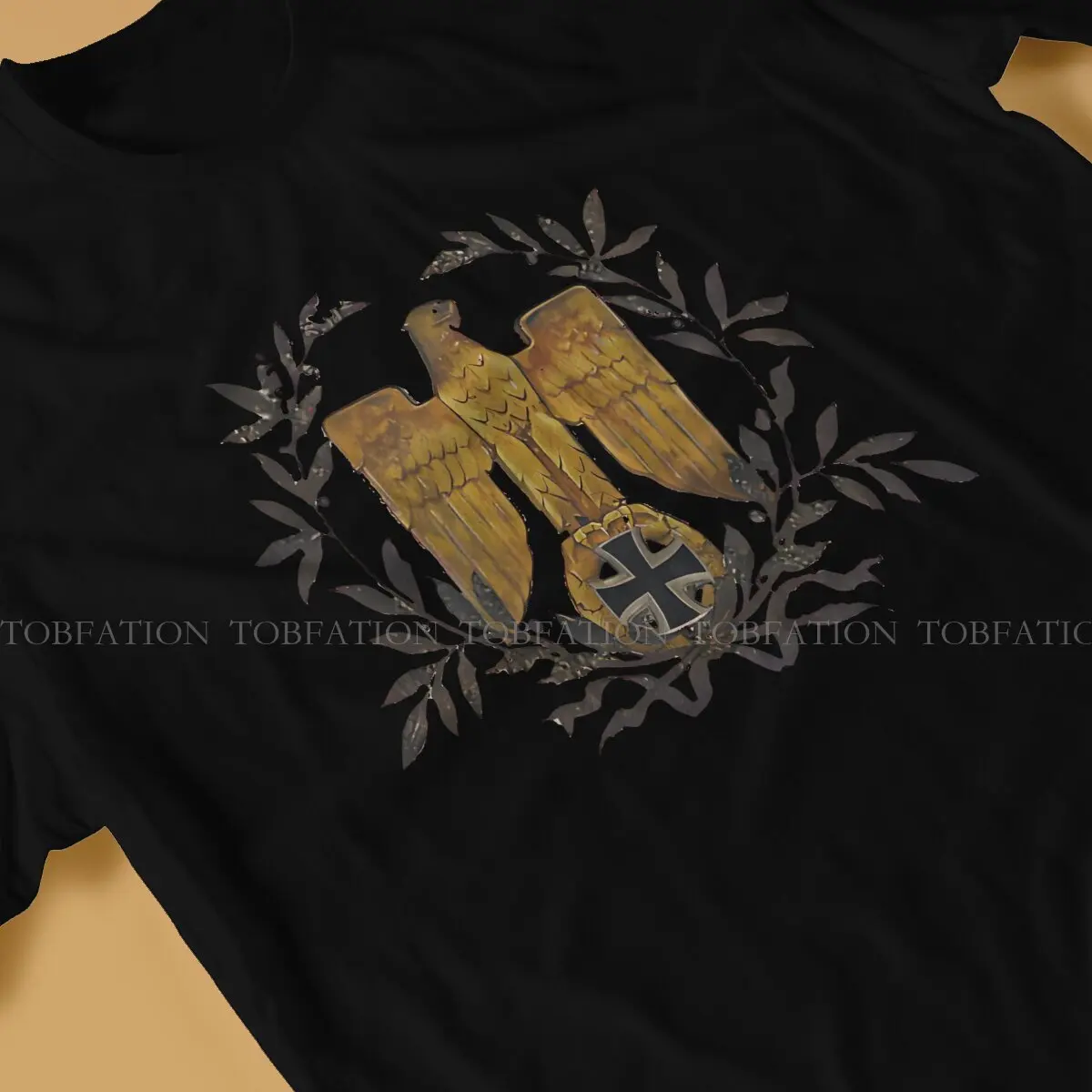 Gold Eagle With Iron Cross Unique TShirt Iron Cross Top Quality Hip Hop Clothes T Shirt Stuff
