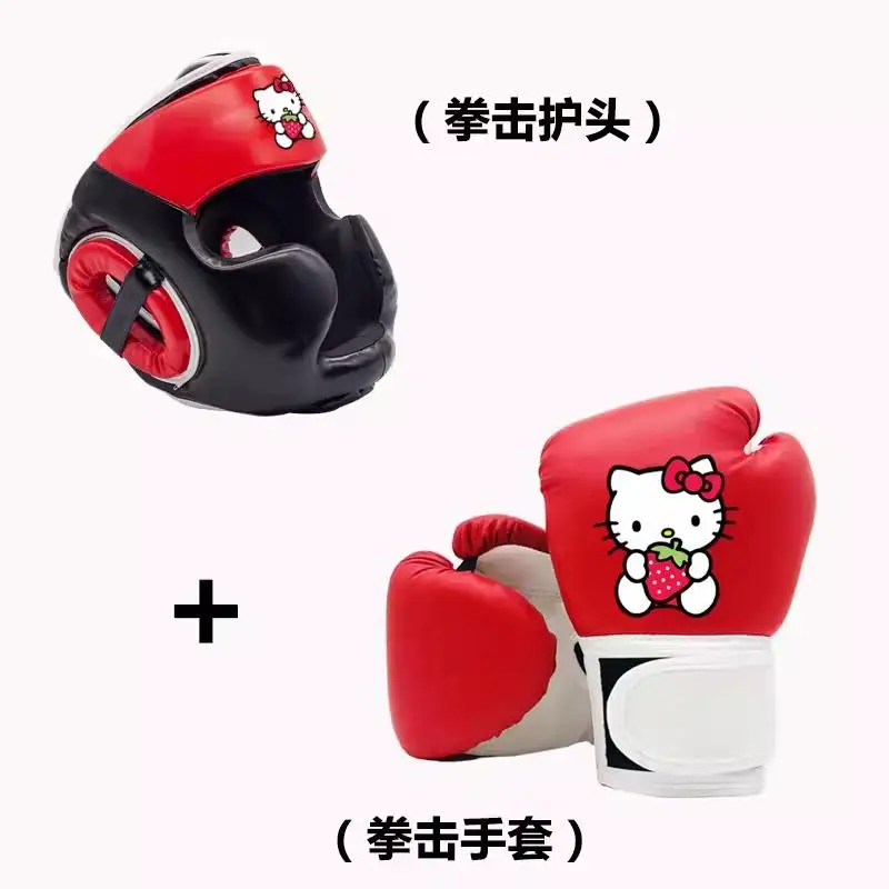 Hot Sanrios Child 40Z Boxing Gloves Suit Kawaii Hello Kitty Cartoon Cute Fight Training Sanda Muay Thai Gloves Fashion New Style