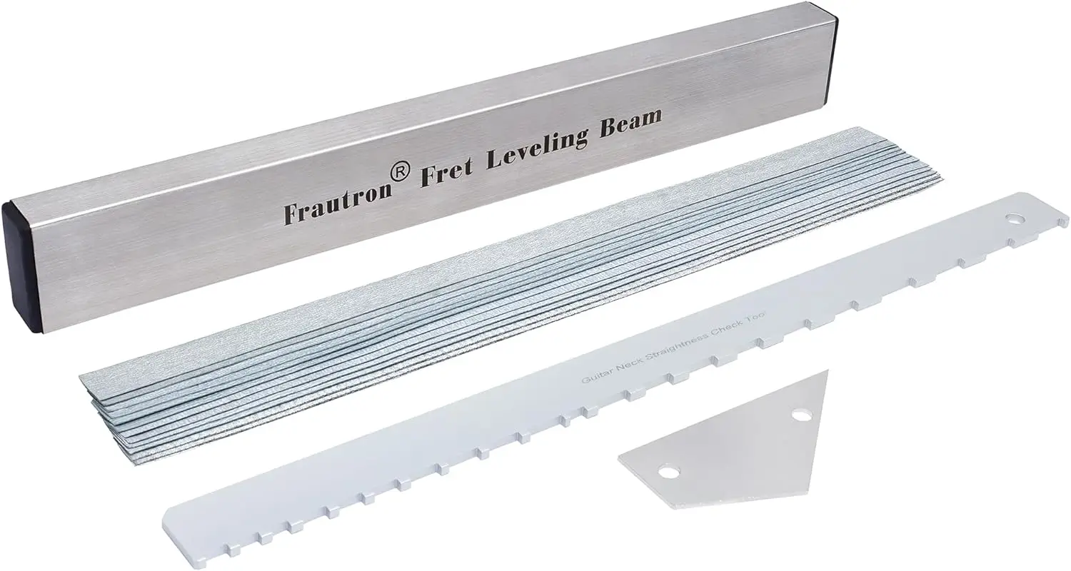 

Professional Guitar Fret Leveling Kit with Stainless Steel Beam, Notched Straight Edge, and Fret Rocker for DIY Repairs