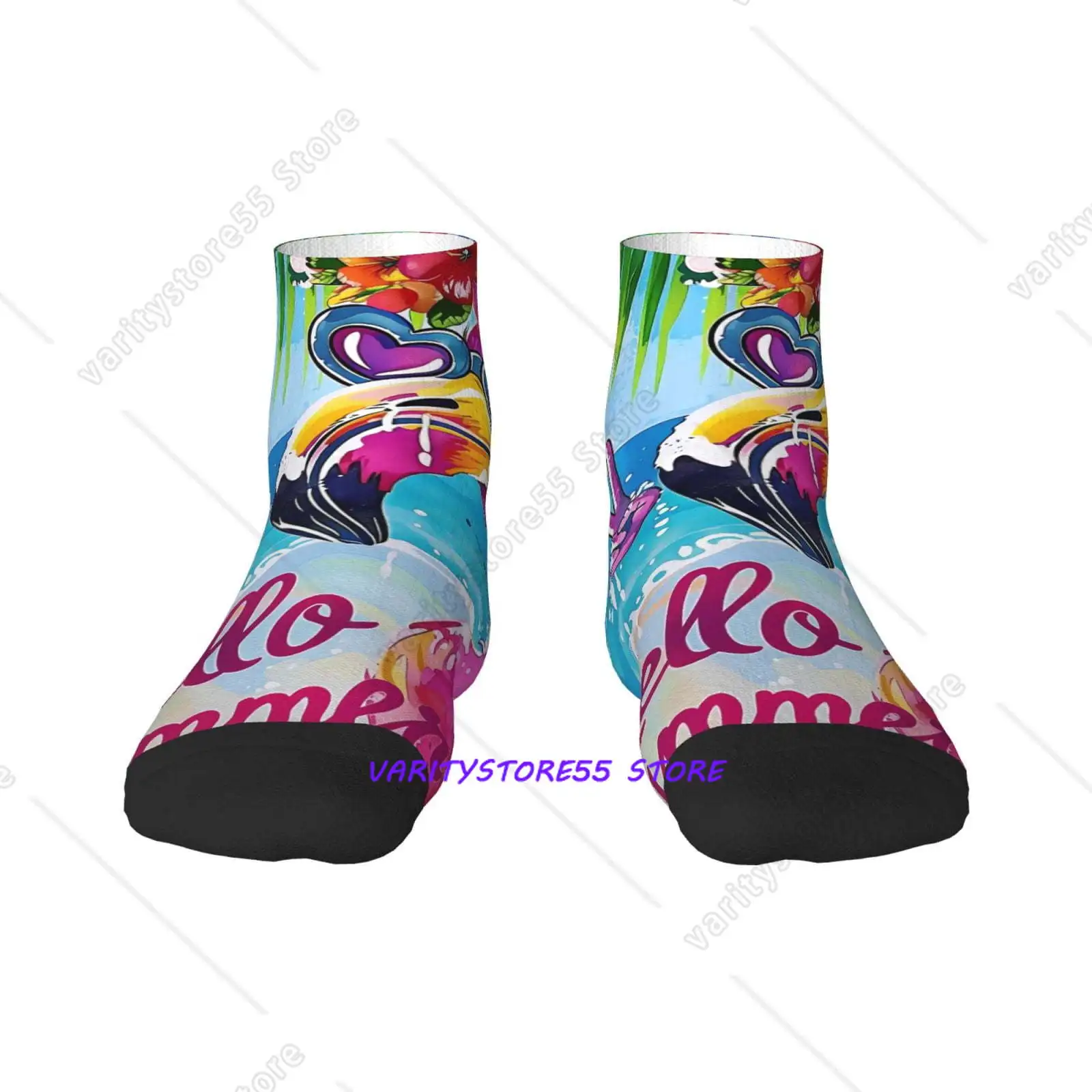 

Tropical Flamingo Summer Ankle Socks for Women Non Slip Socks No Show Classic Low Cut Casual