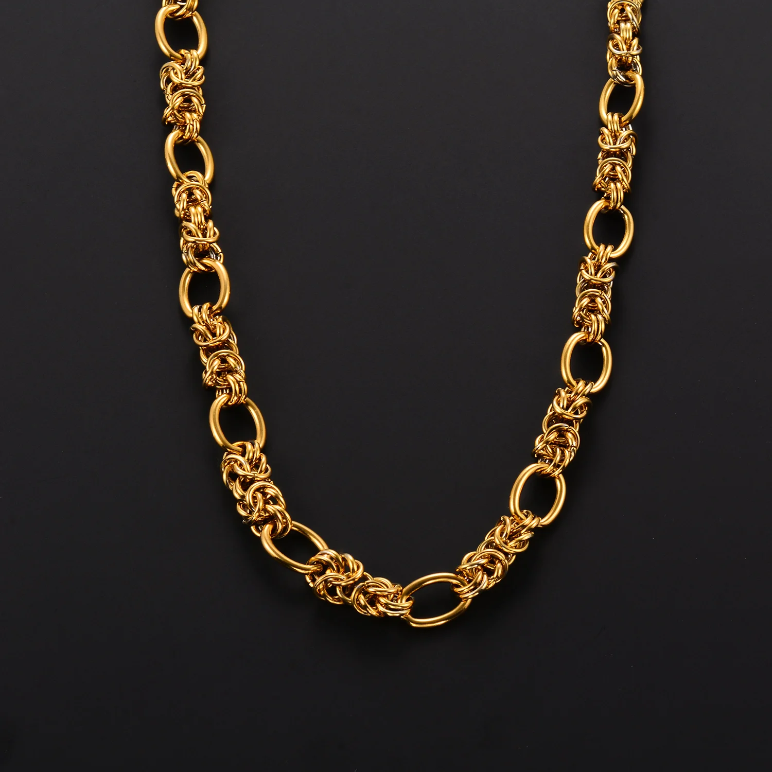 Gewebte Laternen-Byzantinische Halskette aus Edelstahl, 10mm Knotenkette, Hip-Hop-Choker, DIY-Schmuckzubehör für Männer und Frauen – Detail 5