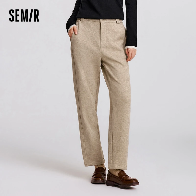 Semir Simple Velvet Pants Women Tapered Pants 2024 New Winter Casual Versatile Long Pants