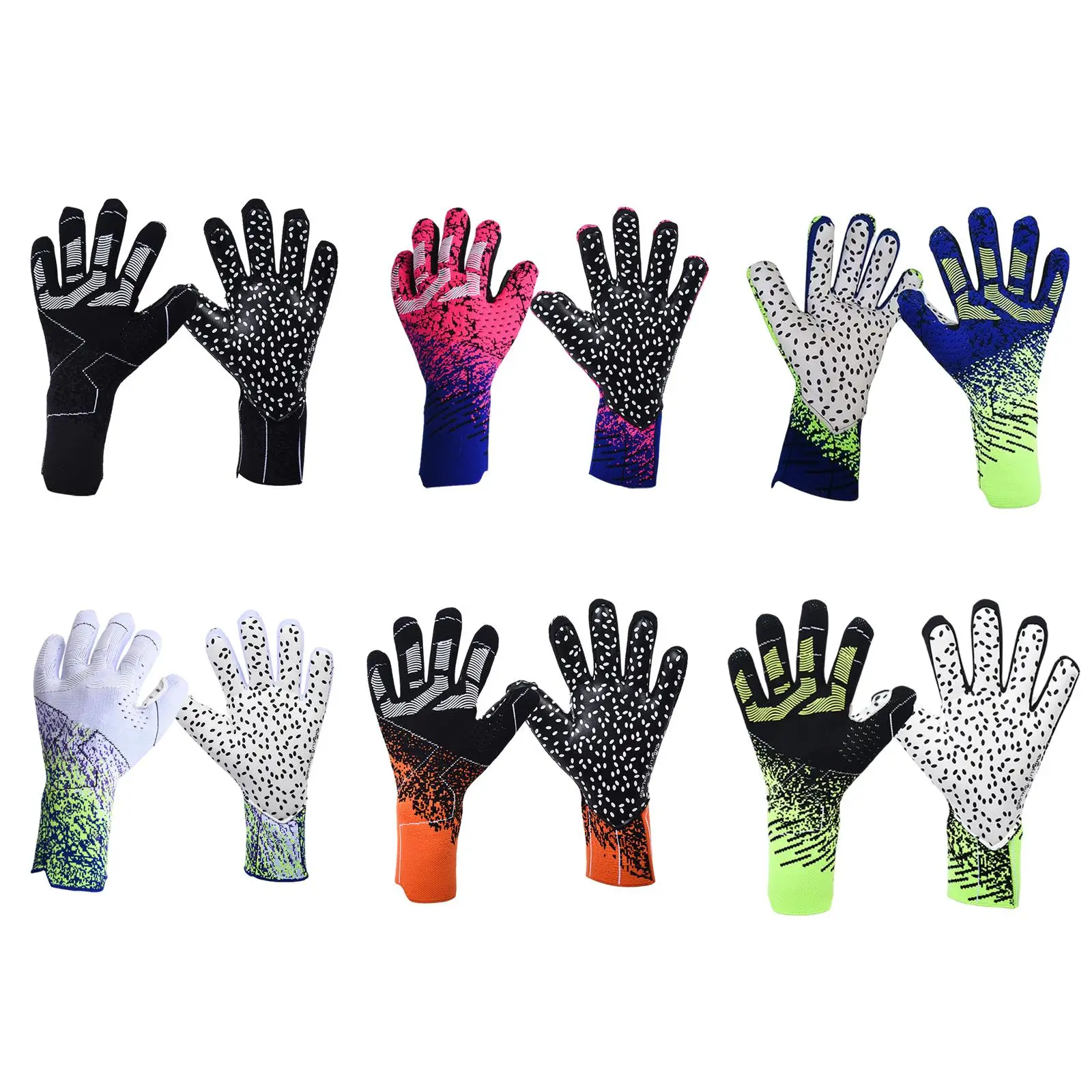 Goalkeeper Gloves for Adult Anticollision Thickened AntiSlip with Strong Grips Finger Protection Polyester Soccer Gloves