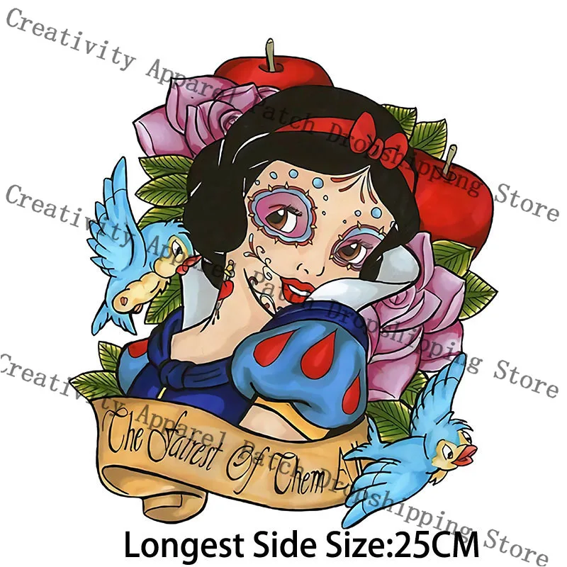 Disney Princess Snow White DIY Heat Transfer Patches for Girls Clothing Thermal Stickers on Clothes T-shirts Custom Patch Gift