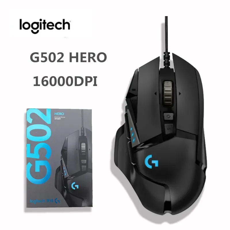 เมาส์สำหรับเล่นเกมส์ลวด G502ฮีโร่ของแท้16000DPI ความเร็วแสงเมาส์สำหรับเล่นเกมส์ E-Sports ประสิทธิภาพสูง