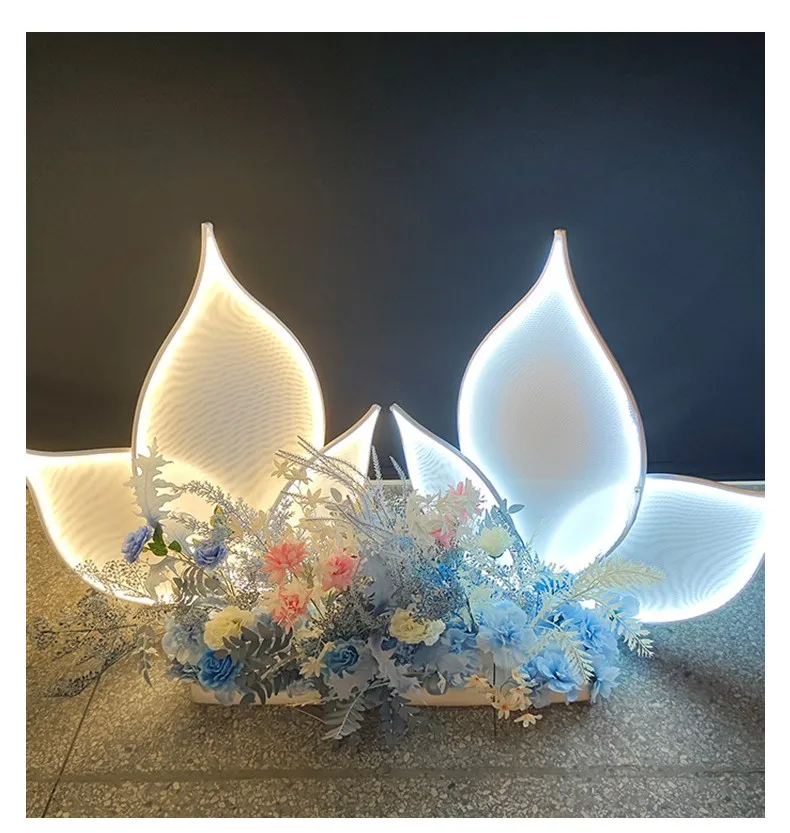 Glowing Leaves Romantic Wedding Stage Decor 3pcs LED Fabric Lotus Leaf Light for Weddings Parties Christmas Shop Window Lighting